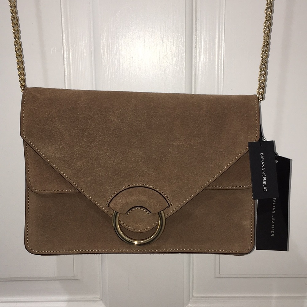 banana republic italian suede accordion bag NWT